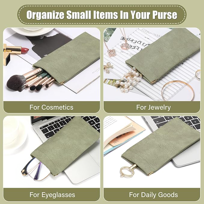 Sightor Sunglass Case, 2 Pcs Soft Eyeglass Cases for Women Portable Squeeze Top Leather Glasses Pouch