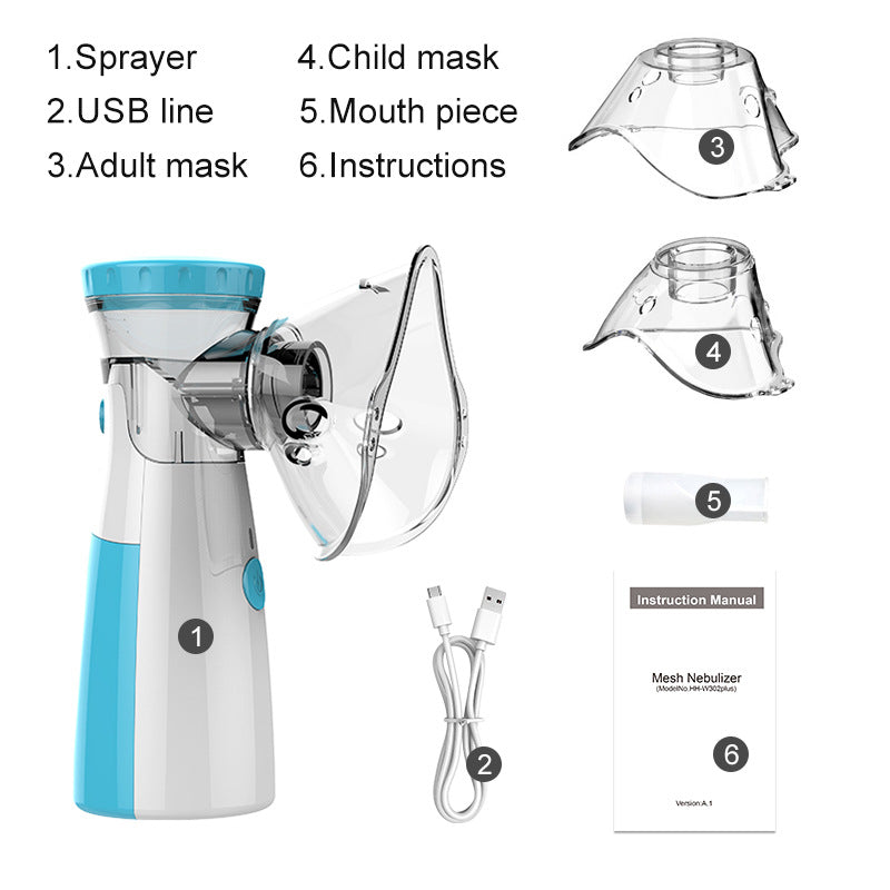 🌈Handheld Mesh Nebulizer: Portable, for All Ages, with Accessories – Mum Gift