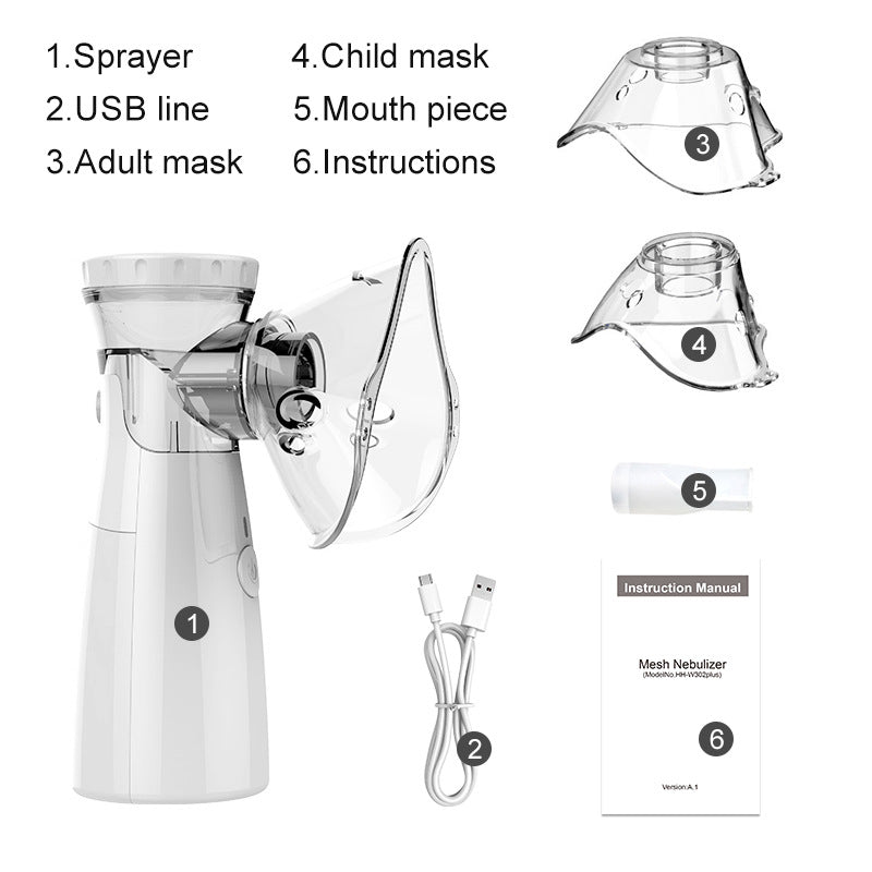 🌈Handheld Mesh Nebulizer: Portable, for All Ages, with Accessories – Mum Gift