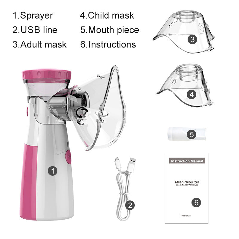 🌈Handheld Mesh Nebulizer: Portable, for All Ages, with Accessories – Mum Gift