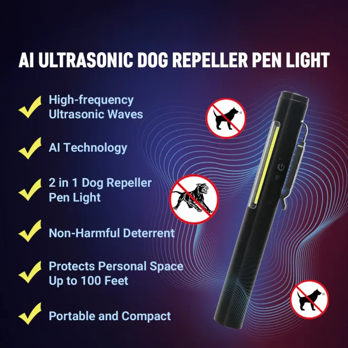 ✨LAST DAY SALE 60% OFF✨Tiworld™ AI Ultrasonic Dog Repeller Pen Light 🔦