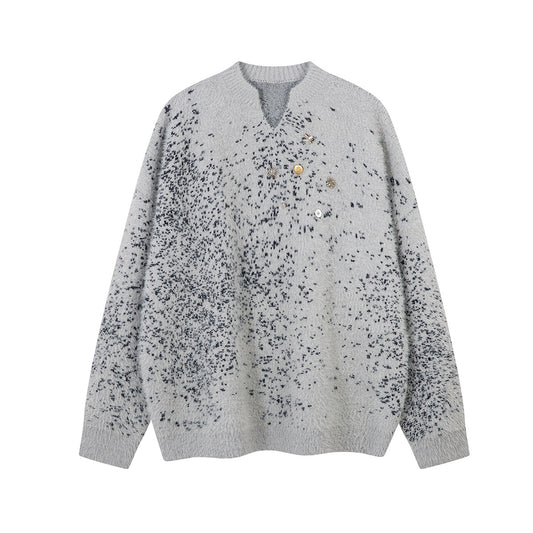 Color blocked V-neck sweater base sweater